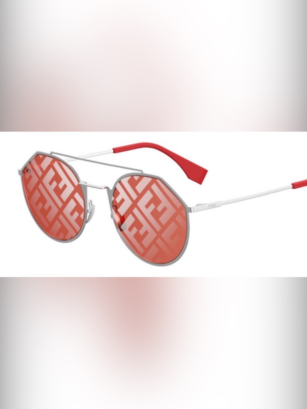 Fendi Red Patterned Lens Sunglasses with Silver Frame